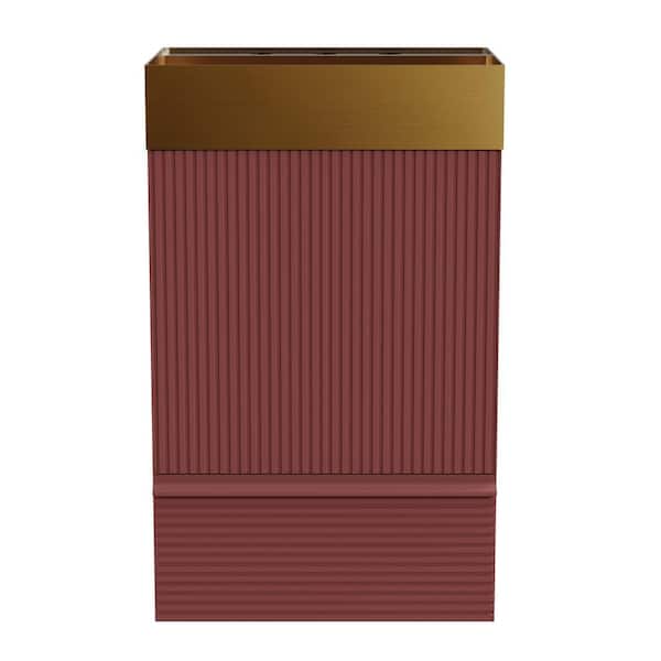 20 in. Freestanding Red Bath Vanity with Brushed Gold 304 Stainless Steel Top Unassembled