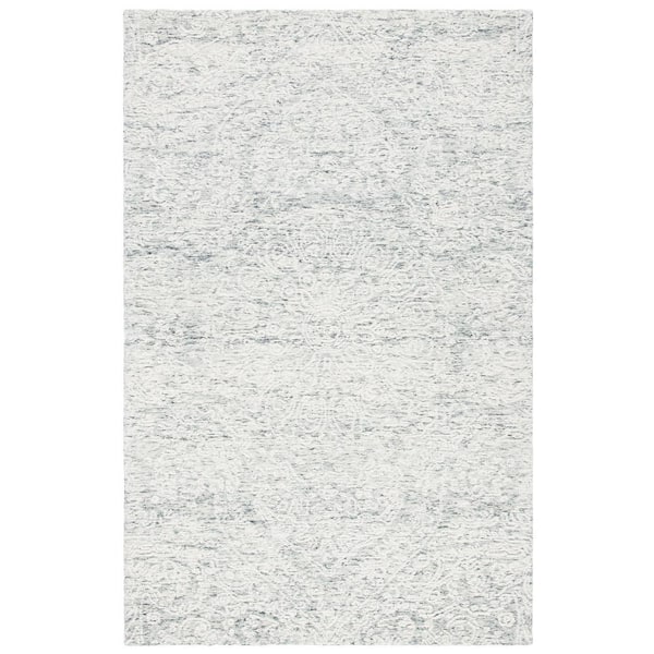 SAFAVIEH Metro Dark Gray/Ivory 5 ft. x 8 ft. Medallion Floral Area Rug