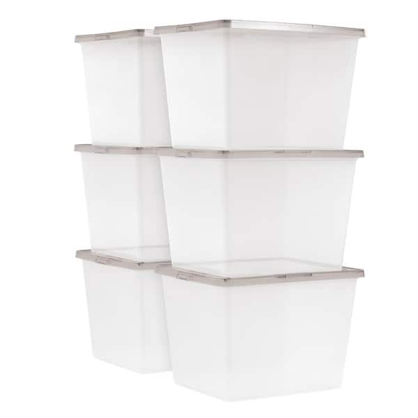 IRIS 36 qt. Plastic Storage Bin Tote Organizing Container with Latching Lid  in Clear with Gray Lid (6-Pack) 585105 - The Home Depot