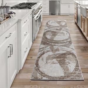 Alor Montu Beige 3 ft. x 8 ft. Abstract Indoor Runner Rug