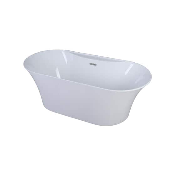 A&E Cecile 66-7/8 in. Acrylic Flatbottom Freestanding Bathtub in White
