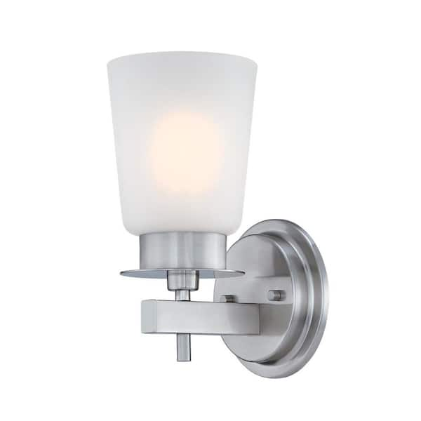 Westinghouse Reynaldo 1 Light Brushed Nickel Wall Sconce 6128900 The Home Depot 0850