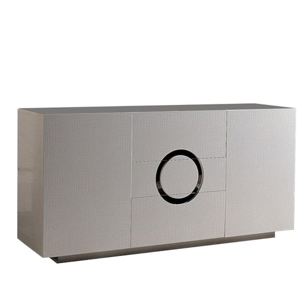 Benjara White Wood Top 63 in. Sideboard with 3-Drawers