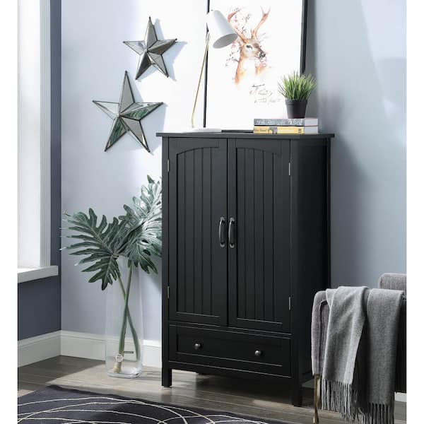 Farmhouse Black Storage Cabinet with Drawer SKEGL19295A1BK - The Home Depot