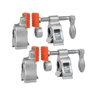 3/4 in. Heavy-Duty Pipe Clamp, Throat Depth 2-3/8 in., 2200 lbs. Clamping Force, Aluminum, for Woodworking (2-Pack)