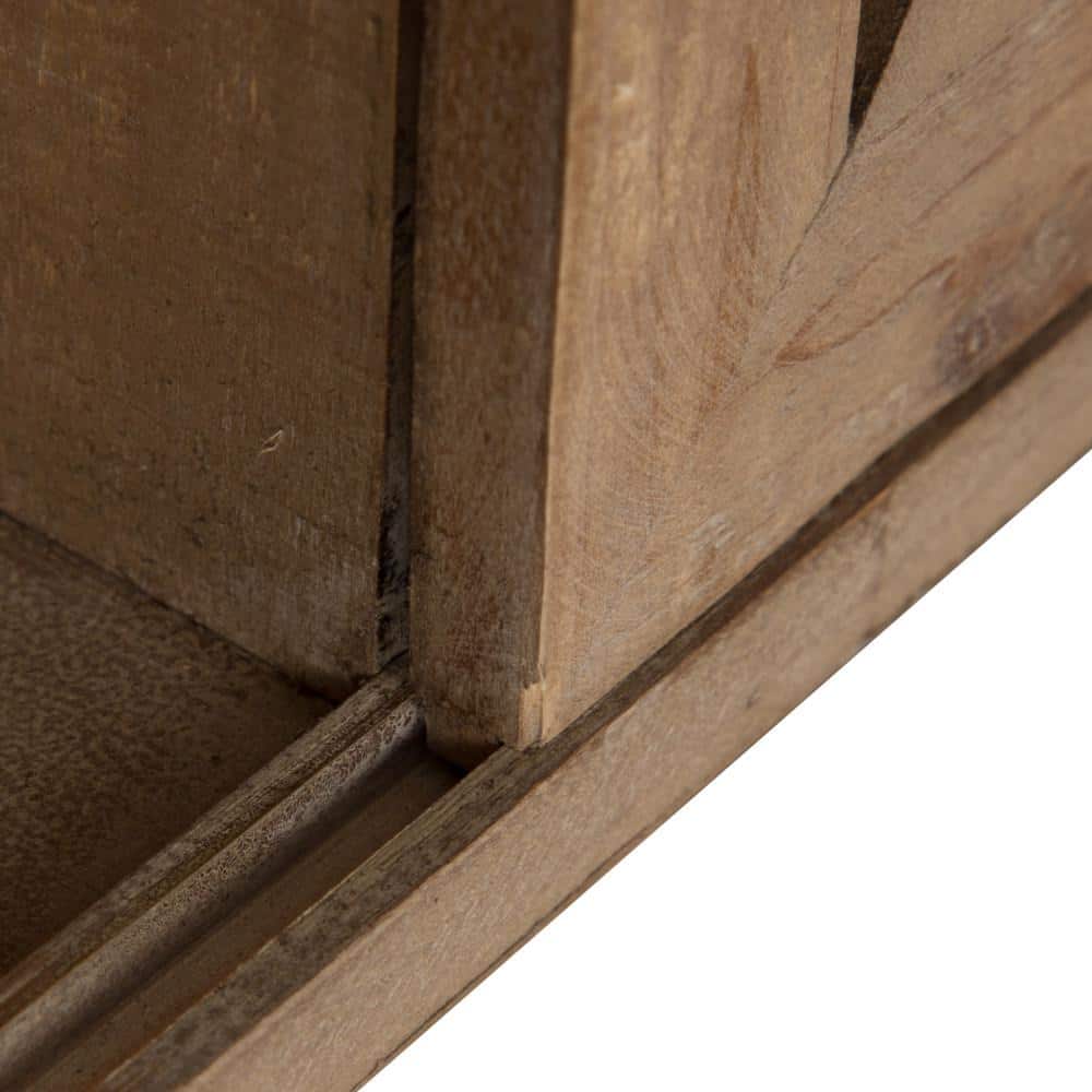 Rustic Brown Wood Wall Storage Cabinet with Vanity Mirror and Sliding Barn Door