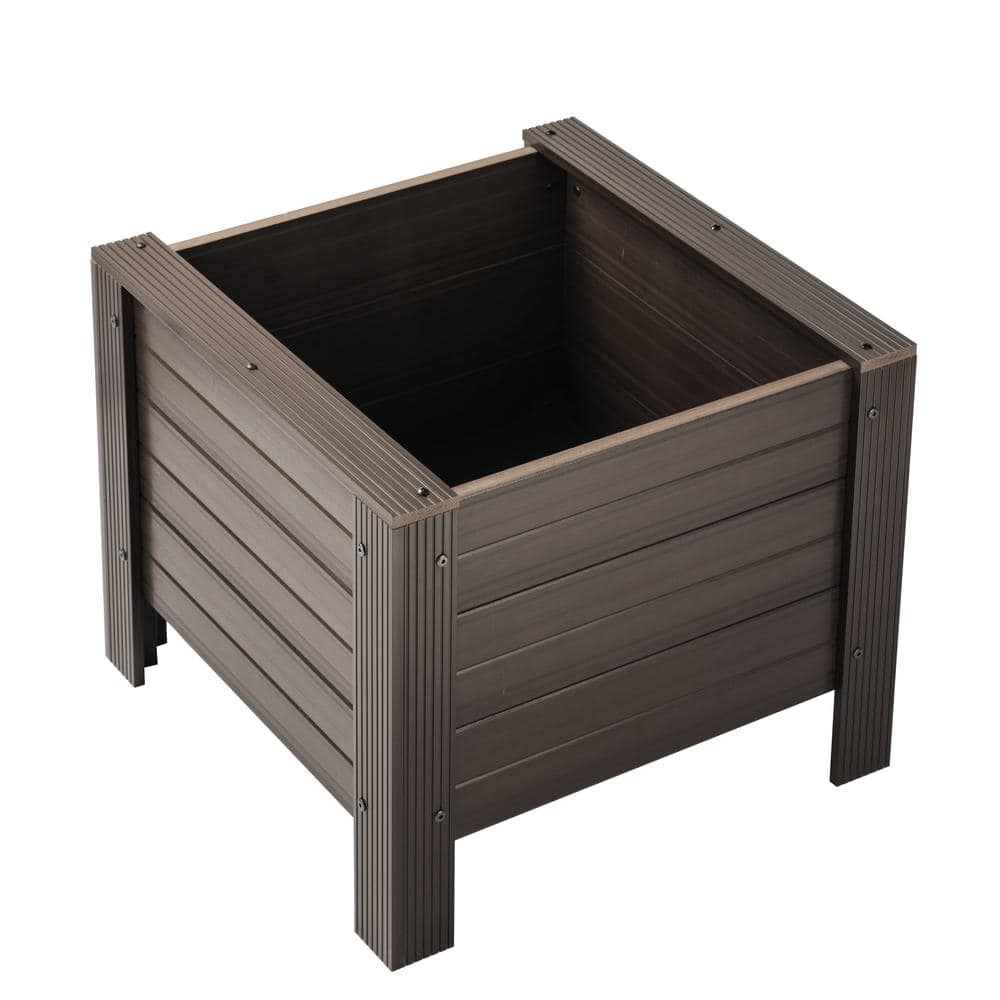 Walnut ECOFLEX Square Outdoor Planter 24" Durable Composite