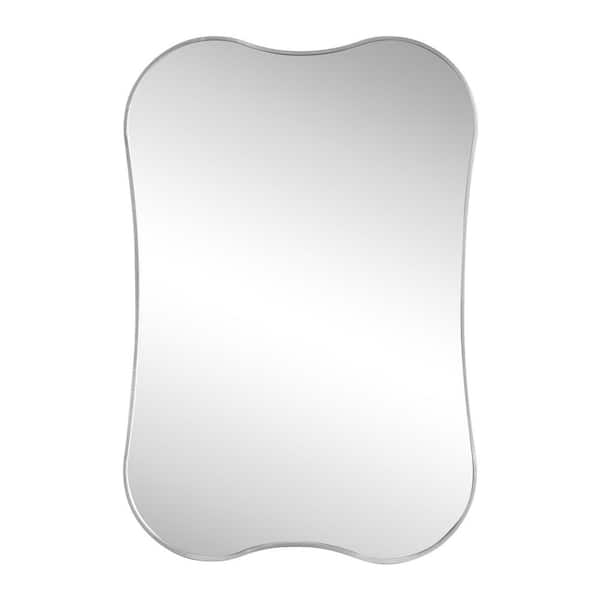 Calico 24 in. W x 36 in. H Medium Irregular Scallop Aluminum Alloy Framed Wall Mounted Mirror, Nickel