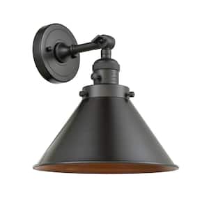 Briarcliff 10 in. 1-Light Oil Rubbed Bronze Wall Sconce with Oil Rubbed Bronze Metal Shade with On/Off Turn Switch