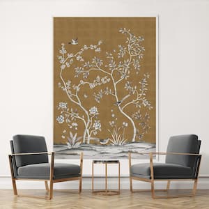Chinoiserie Garden Antique Metallic Gold Removable Peel and Stick Vinyl Wall Mural, 108 in. x 78 in.