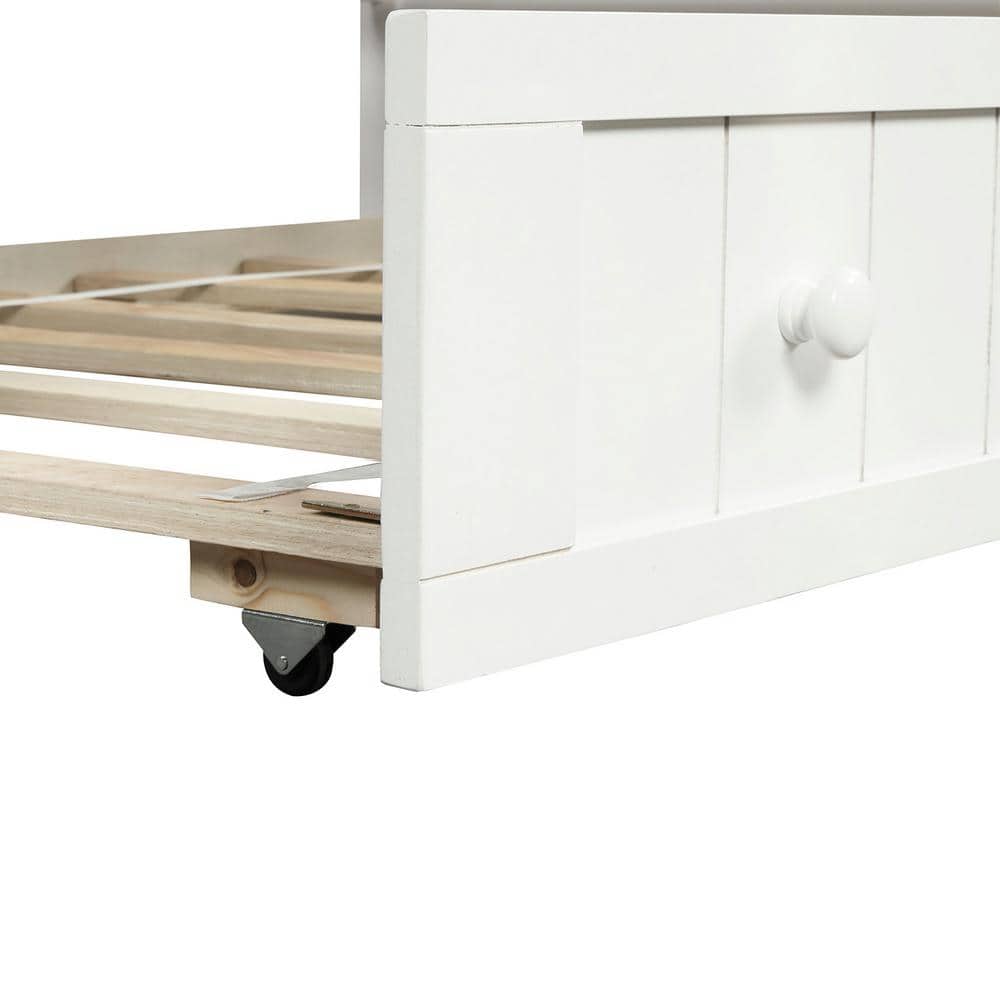 White Twin Wood Daybed with Trundle and Storage
