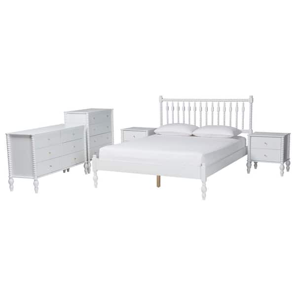 Callison 5-Piece White Wood Queen Bedroom Set