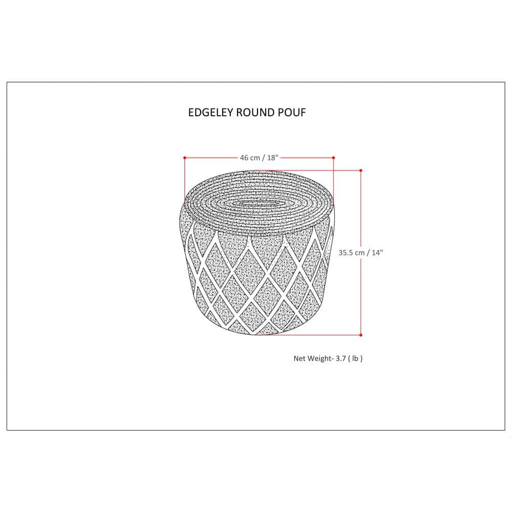 Classic Blue and Natural Woven Jute Round Pouf