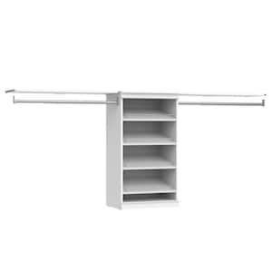 Modular Storage 73.38 in. to 93.43 in. W White Reach-In Tower Wall Mount 4-Shelf Wood Closet System