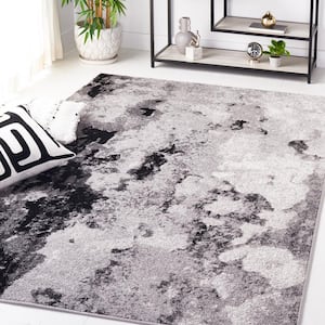 Adirondack 4 ft. x 6 ft. Gray/Black Distressed Abstract Area Rug