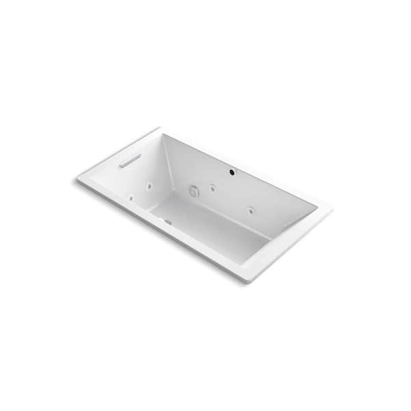 Underscore 66 in. x 36 in. Rectangular Whirlpool Bathtub with Reversible Drain in White