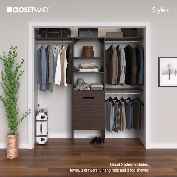 ClosetMaid Style+ 55.12 in. W - 121.12 in. W Chocolate Hanging