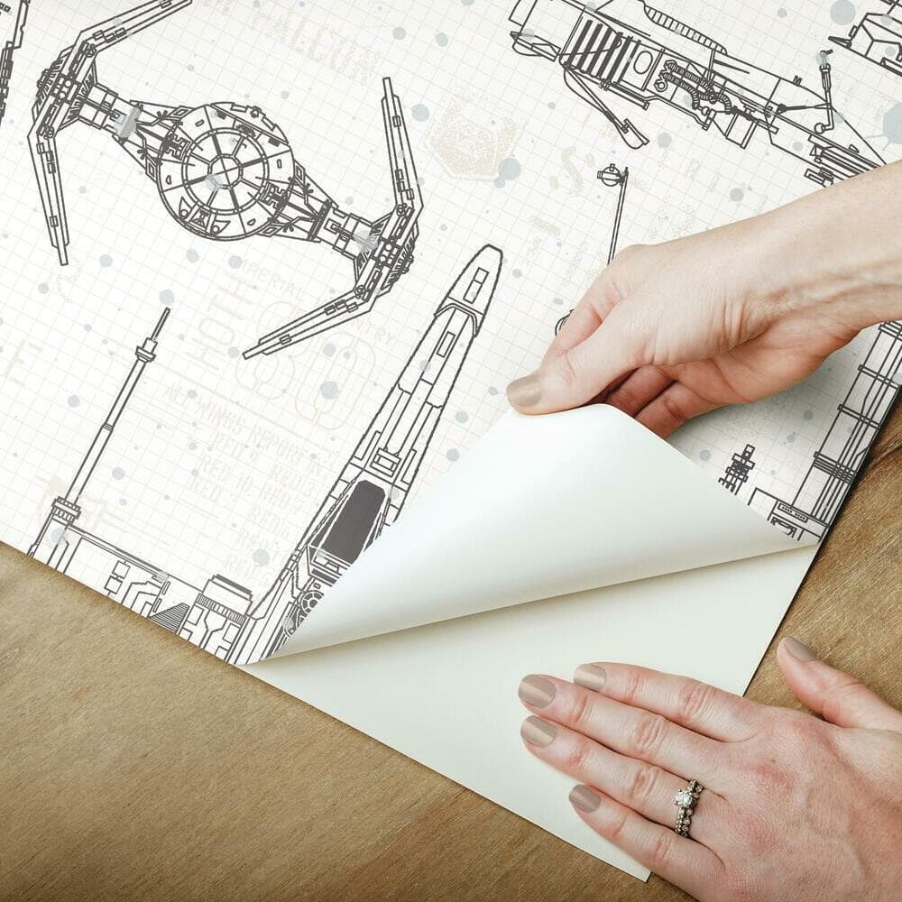 Gray Star Wars Blueprint Peel and Stick Wallpaper Roll