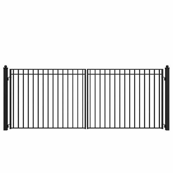 Madrid 16 ft. x 6 ft. Black Steel Dual Driveway Fence Gate