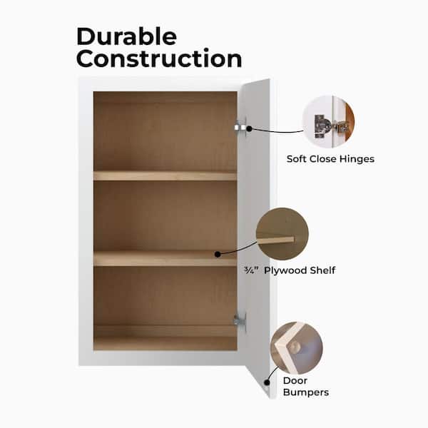Norfolk Assembled 21 in. W x 30 in. H x 12 in. D Plywood Wall Cabinet in Painted White