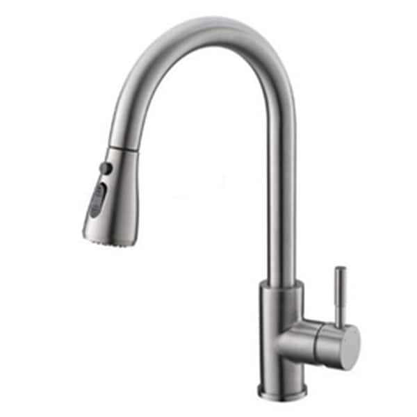 Touch-on Kitchen Faucet with Pull Out Sprayer Single Handle with 2-Way Pull Out Sprayer, Brushed Nicke