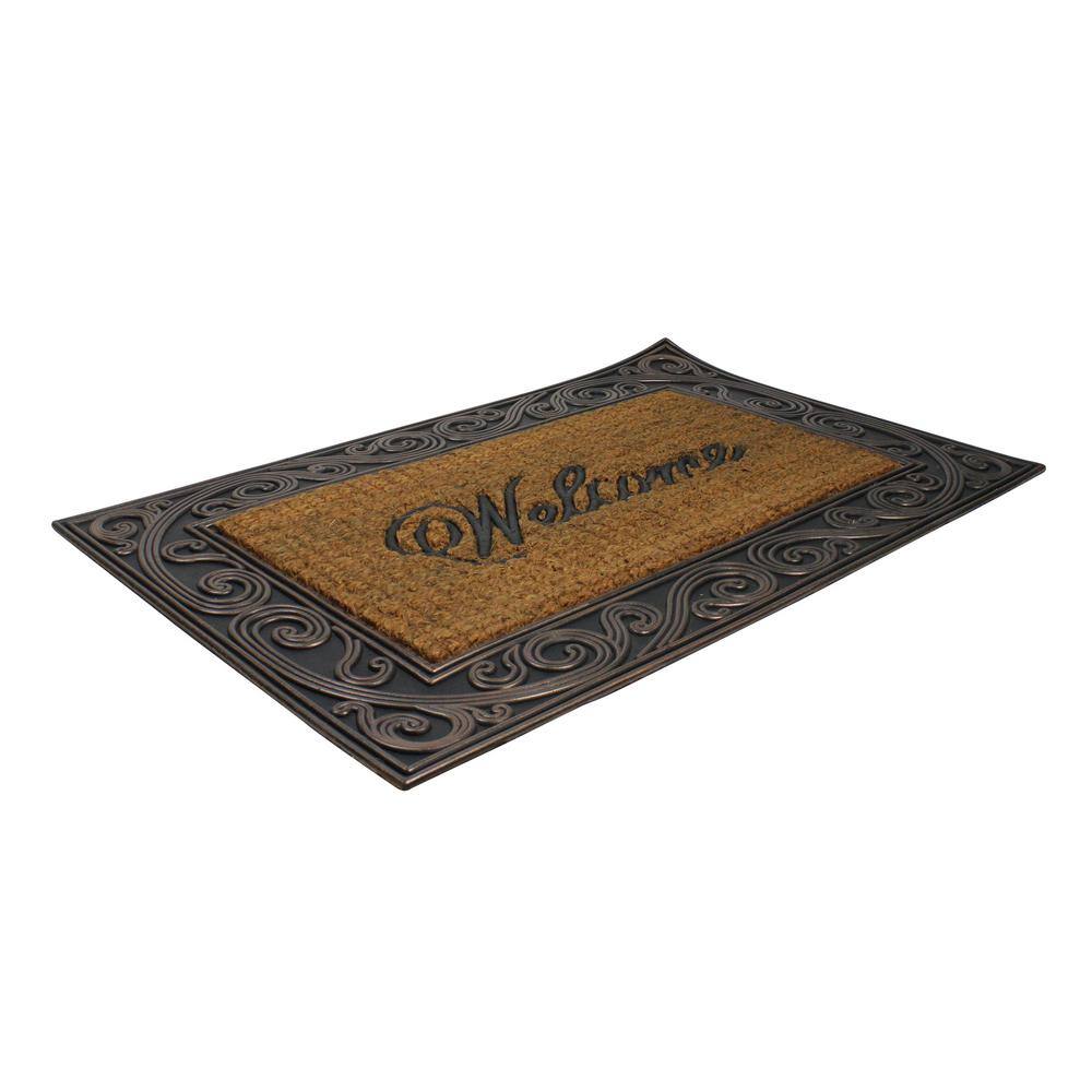 Charming Swirled Welcome Coir Outdoor Mat in Brown & Black