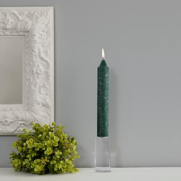 ROOT CANDLES 9 in. Timberline Collenette Dark Green Dinner Candle (Box of 4)