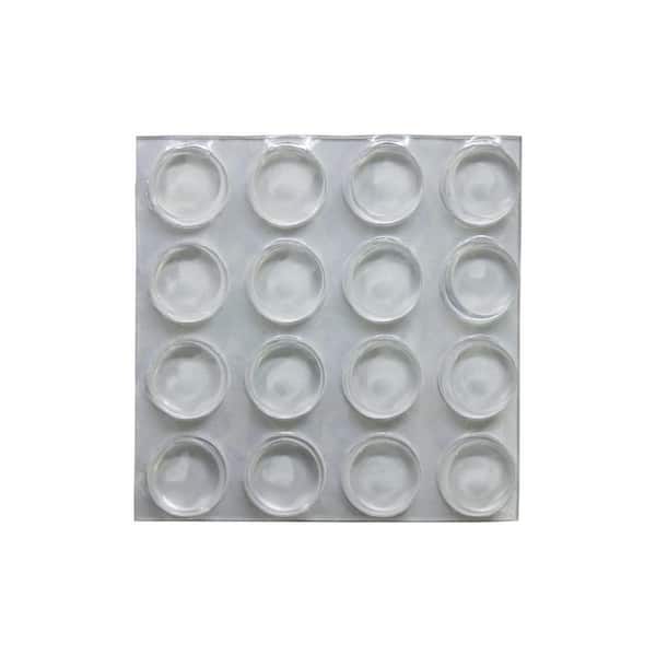 Shepherd - 1/2 in. Clear Soft Rubber Like Plastic Self-Adhesive Round Bumpers (16-Pack)