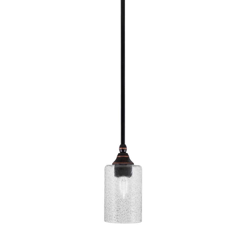 Sparta 100-Watt 1-Light Black Copper Mini Pendant Light with Smoke Bubble G