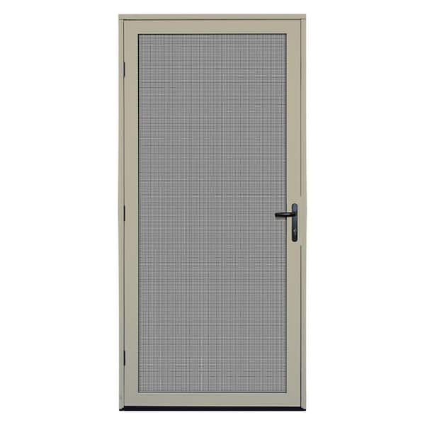 Unique Home Designs 36 in. x 80 in. Almond Surface Mount Ultimate Security Screen Door with Meshtec Screen