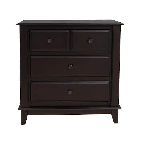 Unbranded 3 Drawers Espresso Modern Bedroom Nightstand 27.9 in. H x 27.9 in. W x 15.9 in. D
