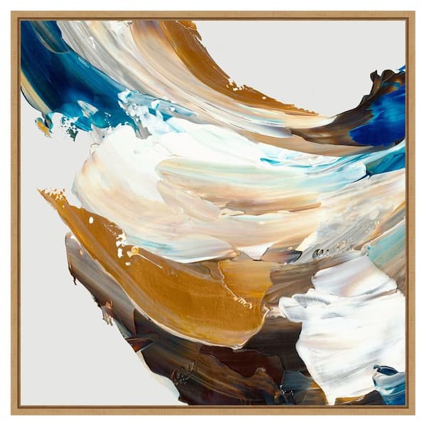 Amanti Art Crashing Blue by Jacob q 30 in. W x 30 in. H. Canvas Wall Art Print Framed in Brown