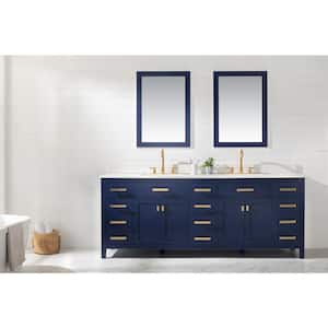 Valentino 84 in. W x 22 in. D Bath Vanity in Blue with Quartz Vanity Top in White with White Basin