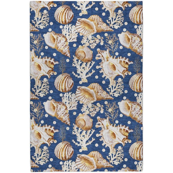Dream Shag Premium Machine Washable Abstract ADS185 Blue 9 ft. x 12 ft. Area Rug