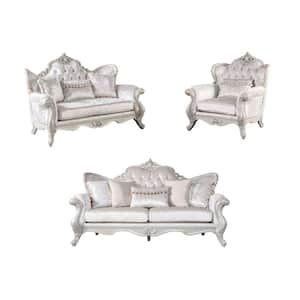 Raya 3-Piece Off-White Polyester Living Room Set
