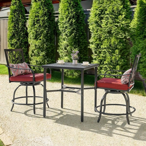 Nuu Garden 3 Piece Patio Bar Set, Textilene Bar Stools Set, All Weather