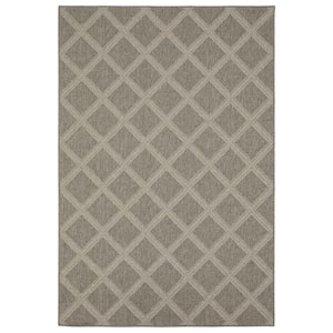 Cliffs Gray 7 ft. x 9 ft. Lattice Geometric Polypropylene Indoor/Outdoor Area Rug