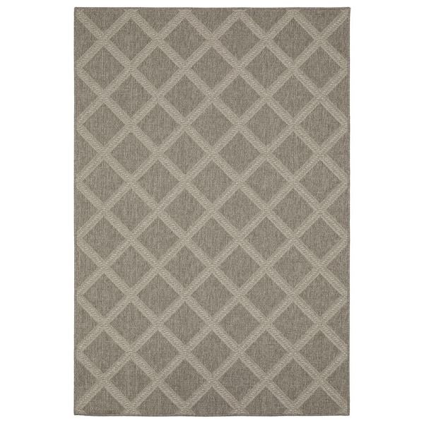 AVERLEY HOME Cliffs Gray 10 ft. x 13 ft. Lattice Geometric Polypropylene Indoor/Outdoor Area Rug