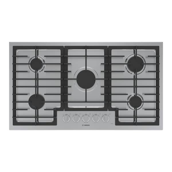Bosch 500 Series 36 in. Gas Cooktop in Stainless Steel with 5-Burners including 17,000 BTU Burner