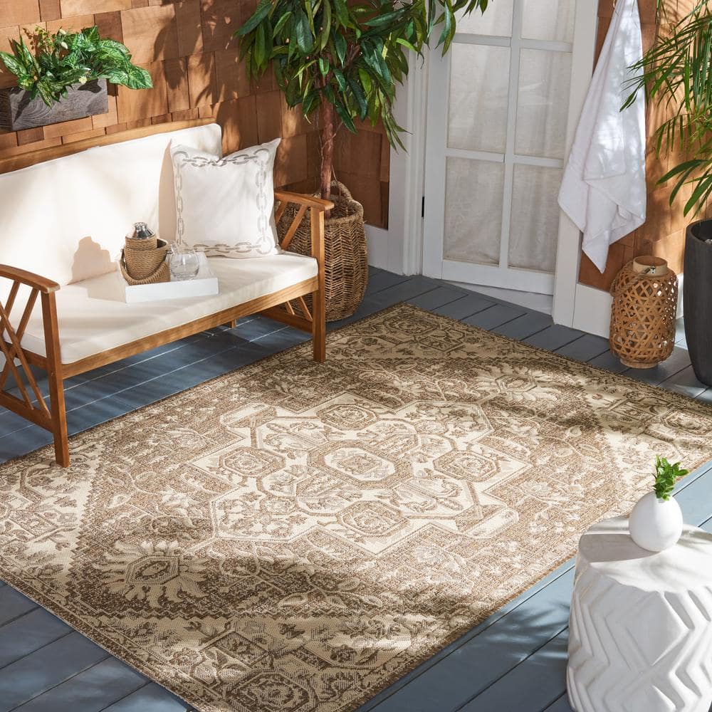 Cream Beige Synthetic Non-slip Indoor/Outdoor Area Rug, 2'2" x 4'