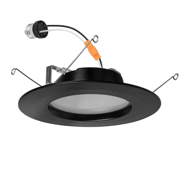 5/6 in. Integrated LED Black New Construction or Remodel Recessed Trim with Adjustable Color Temperature, (4-Pack)