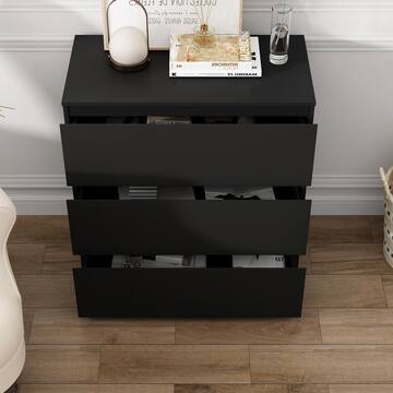 FUFU&GAGA 3-Drawer Black Wood Nightstand End Table 30.3 in. W x 32.3 in. H x 15.7 in. D KF200149-03-c
