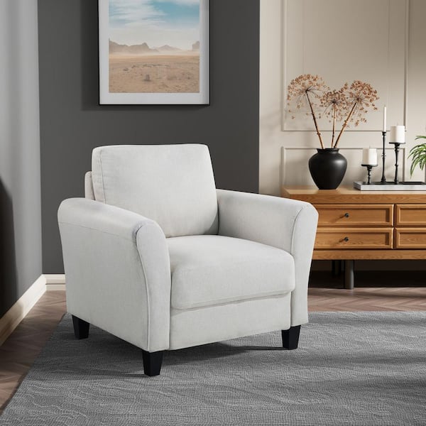 Lifestyle Solutions Wesley Oyster Microfiber with Rolled Arm Chair