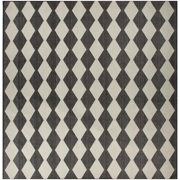 Positano Black 12 ft. x 12 ft. Diamond Contemporary Square Area Rug