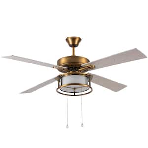 Francesca 52 in. LED Indoor White/Brass Ceiling Fan with Light
