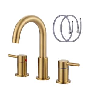 8 in. Widespread Double Handle Bathroom Faucet 360 ° Swivel Stainless Steel in Gold