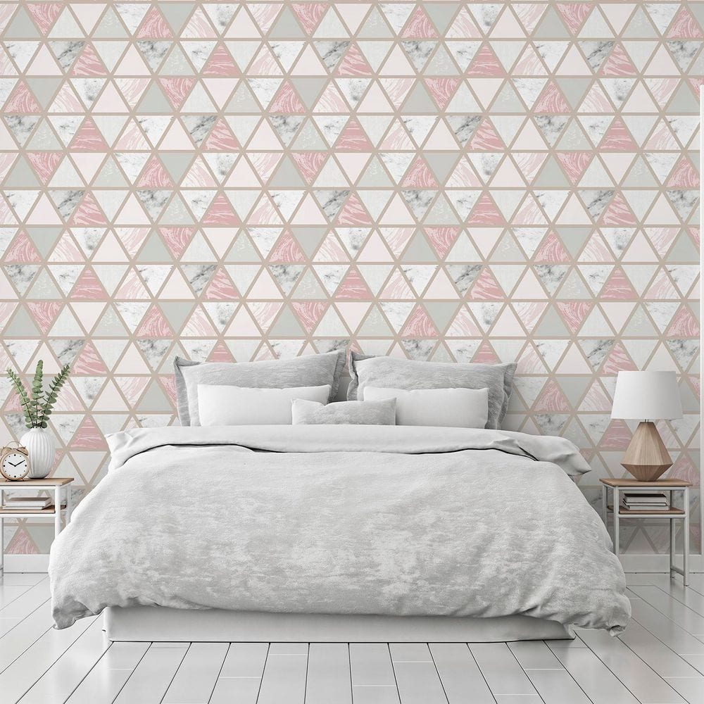 Marcy Pink Triangle Grid Wallpaper Sample price history on PriceWatchPro