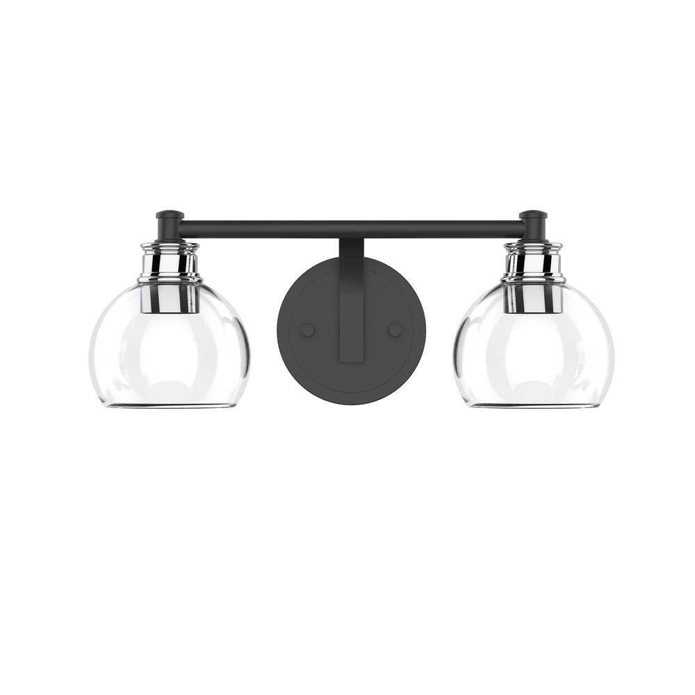 FOCUS WORLDWIDE Jinky 16 in. 2Light Matte Black Vanity Light with