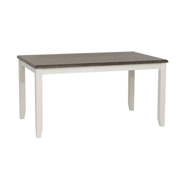 Powell Company Twyla Vanilla White and Gray Wood 60 in. 4-Leg Dining Table Seats 6