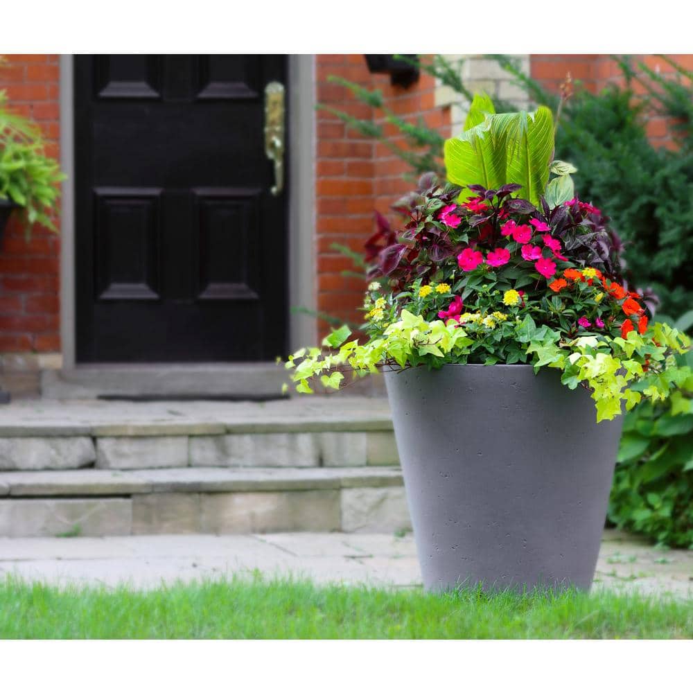 Extra Large Gray Concrete Self-Watering Outdoor Planter